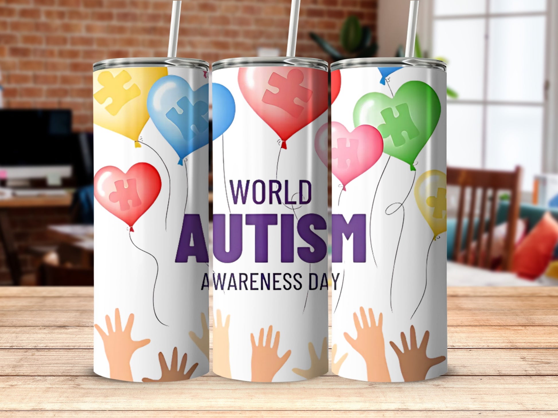 World Autism Awareness Day Colorful Balloons Tumbler