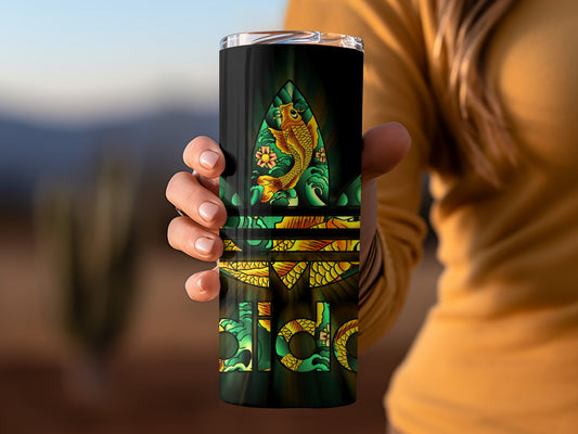 Vibrant Fish and Floral Design Travel Mug