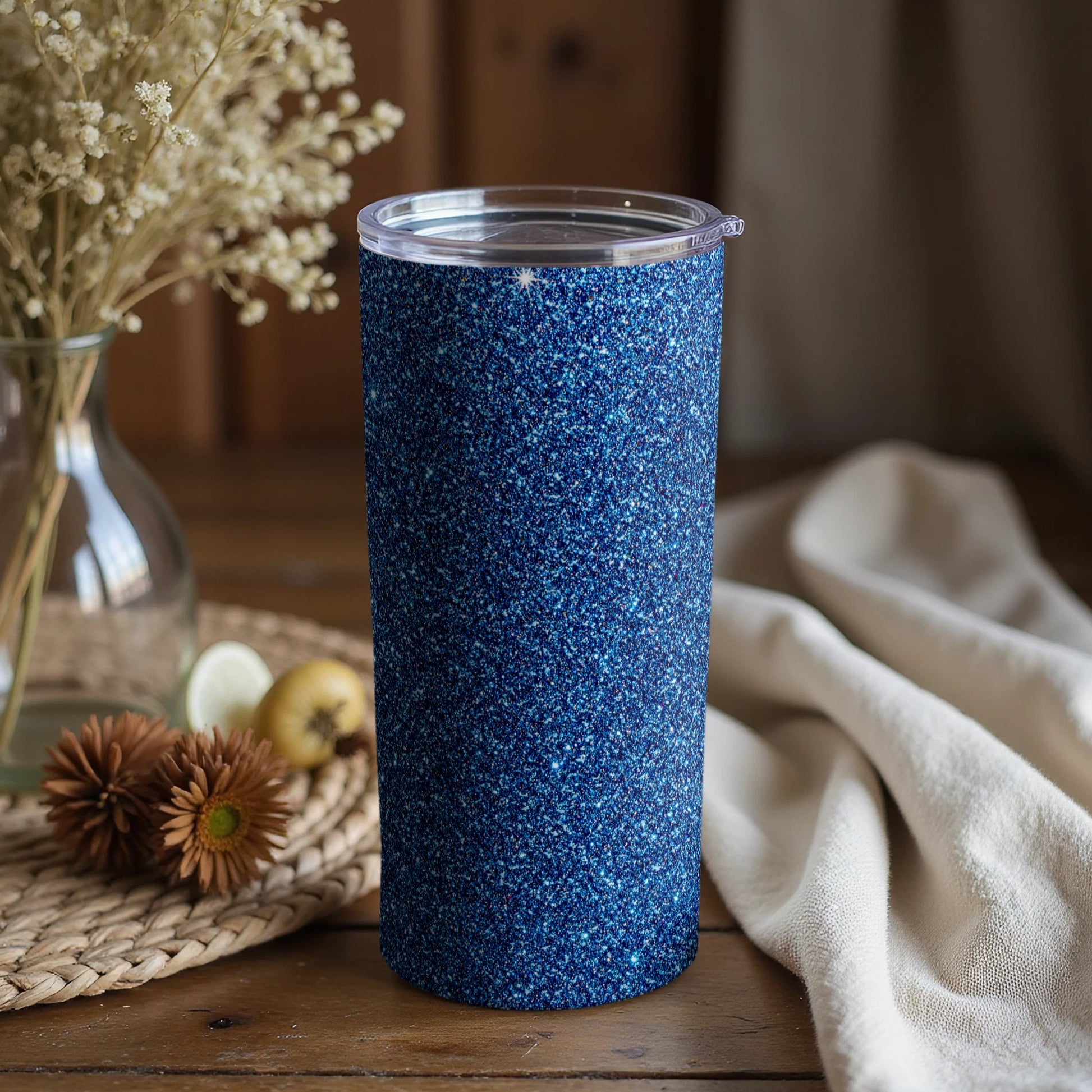Sparkling Blue Glitter Tumbler for Beverage Enjoyment