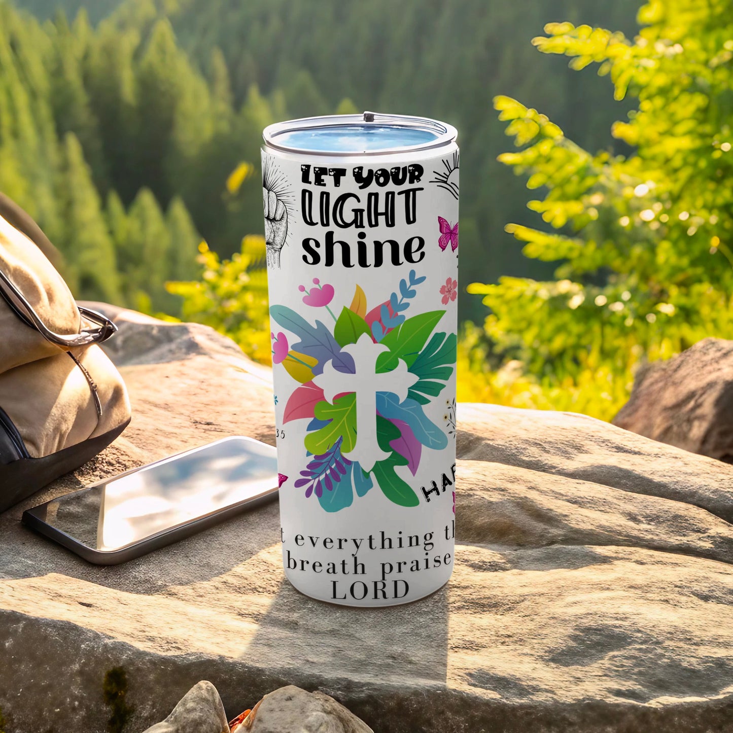 Let Your Light Shine Colorful Inspirational Tumbler