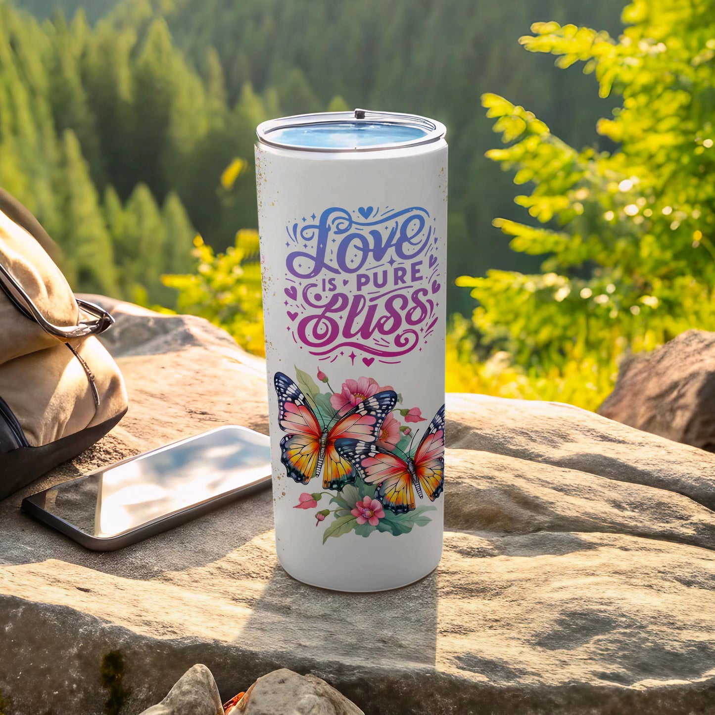 Love Is Pure Bliss with Beautiful Butterflies Flask
