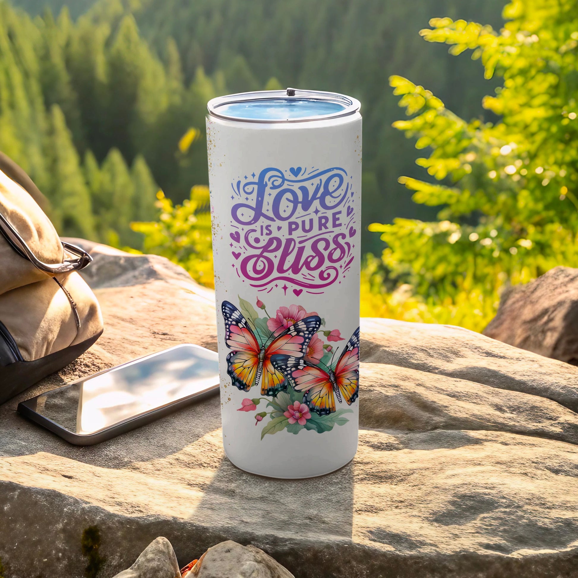Love Is Pure Bliss with Beautiful Butterflies Flask