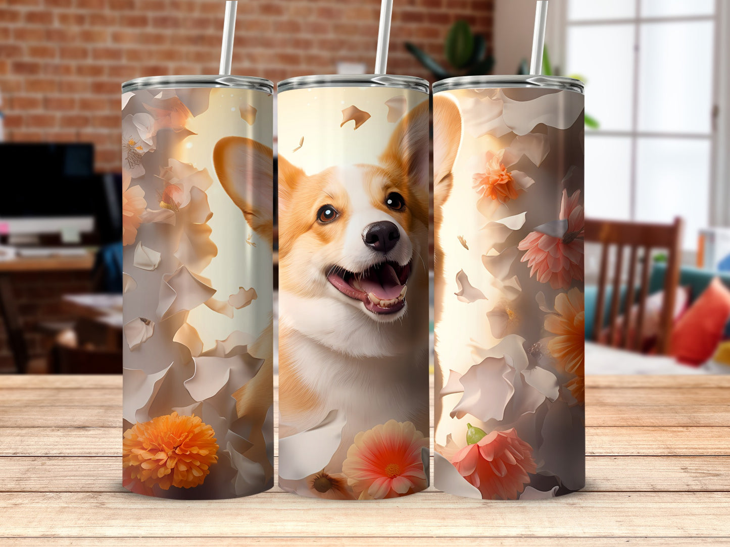 Happy Corgi Dog Flowers Petals Design Tumbler product type
Corgi
Dog
Puppy
Flowers
Floral
Petals
Orange
Pink
Happy
Cute
Tumbler
Drinkware
Gift
Pet Lover
Animal Lover
Dog Owner
Spring
Summer
Cheerful
Vibrant
