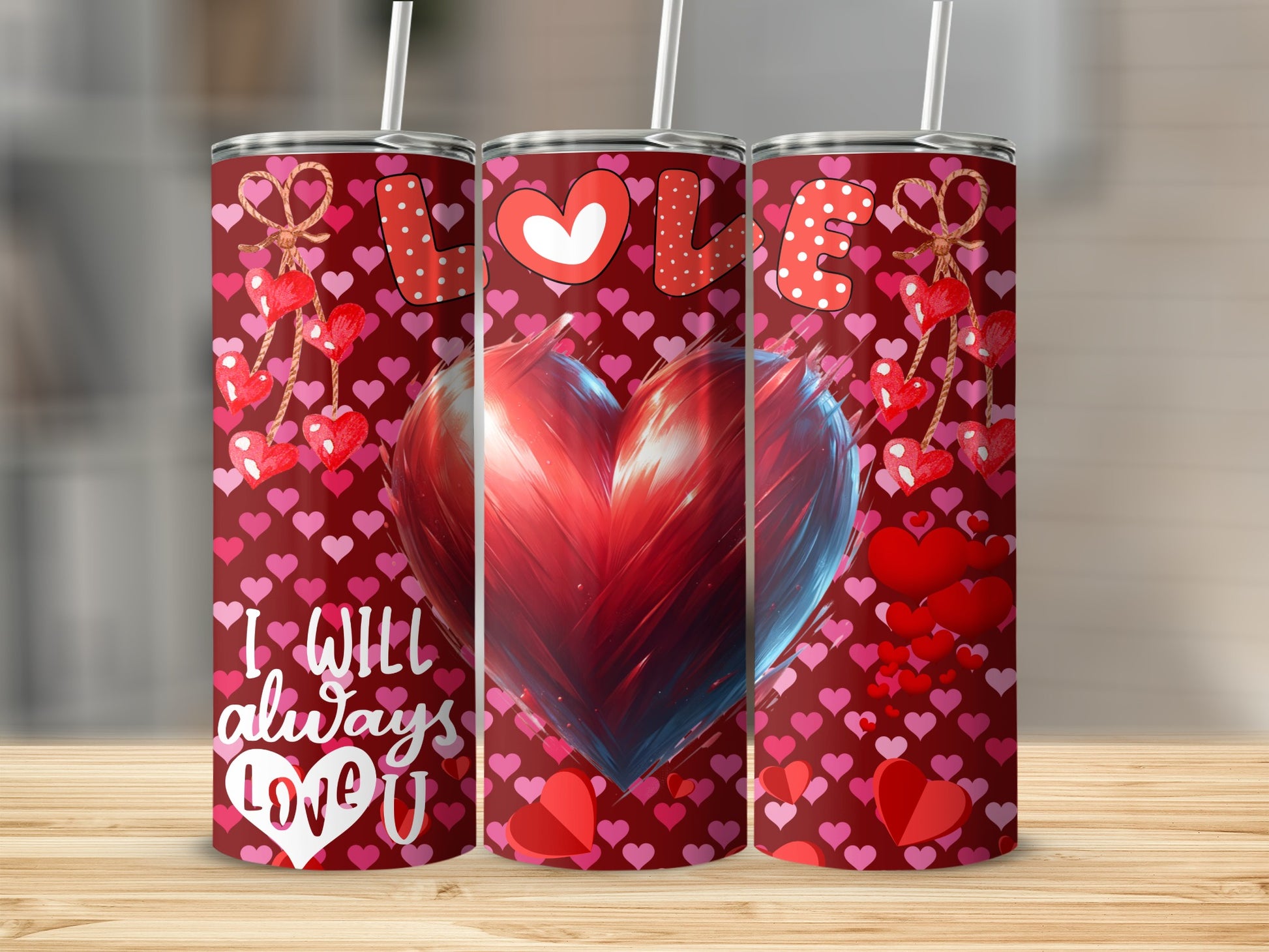 Romantic Heart Design Tumbler With Love Message