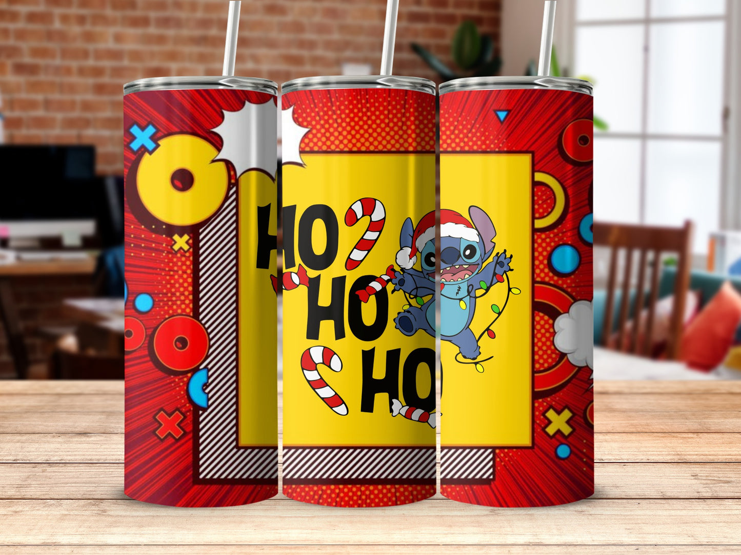 Festive Ho Ho Ho Santa Character Tumbler Design