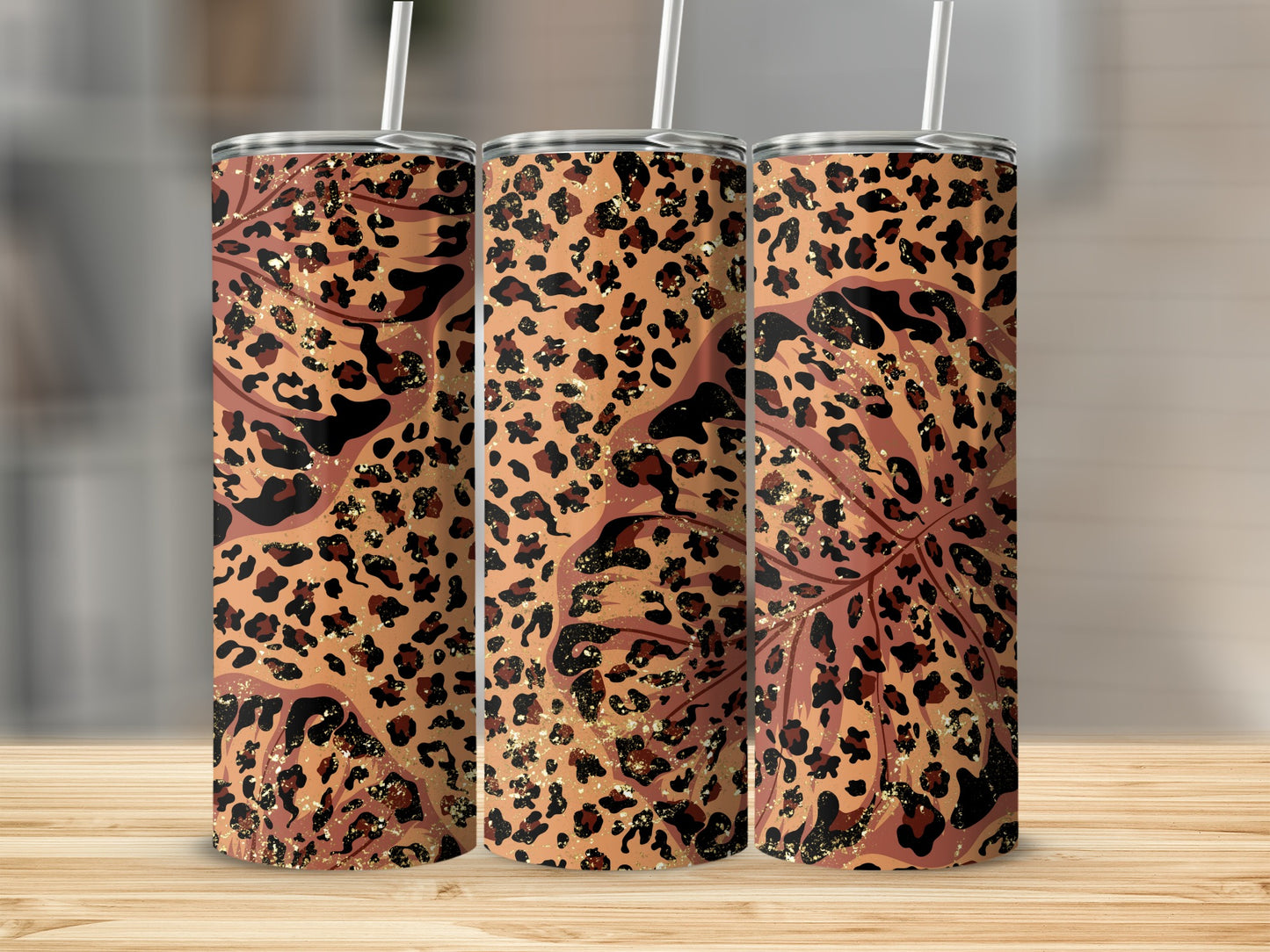 Leopard Print Pattern Design Tumbler Flask Beverage Holder