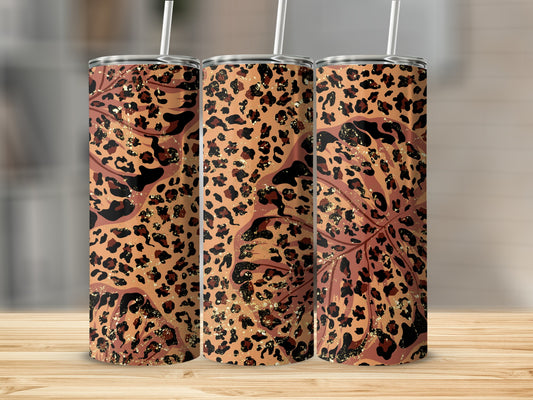 Leopard Print Pattern Design Tumbler Flask Beverage Holder