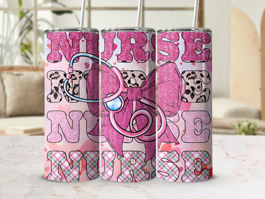 Nurse Love Nurse Pink Stethoscope Design Tumbler