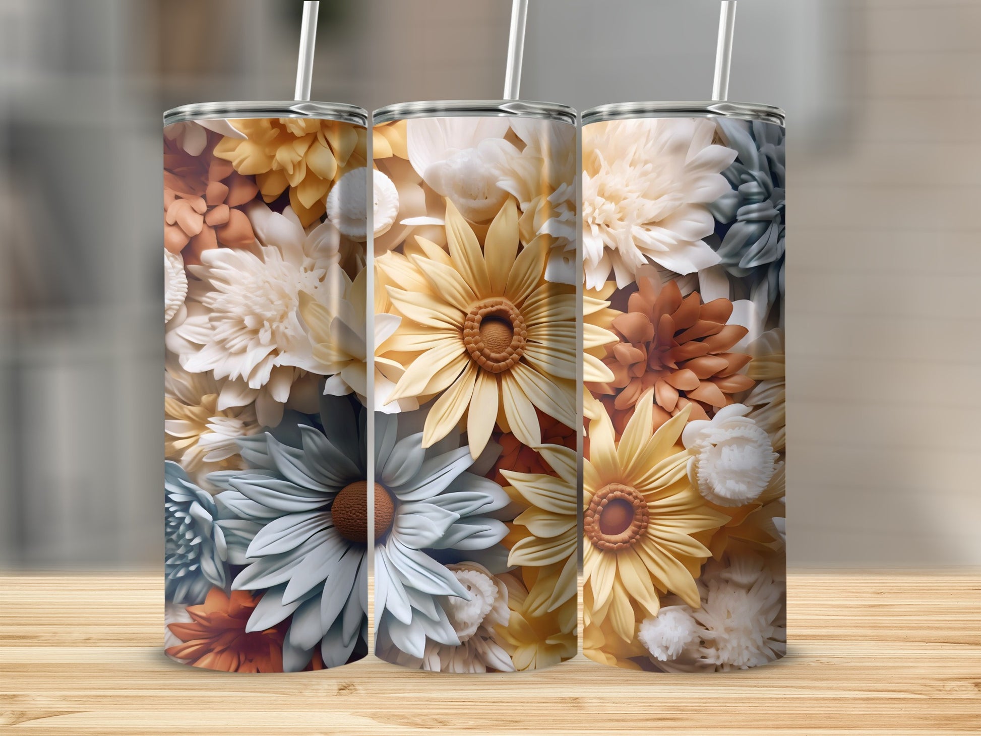 Beautiful Sunflower and Daisy Design Tumbler Product