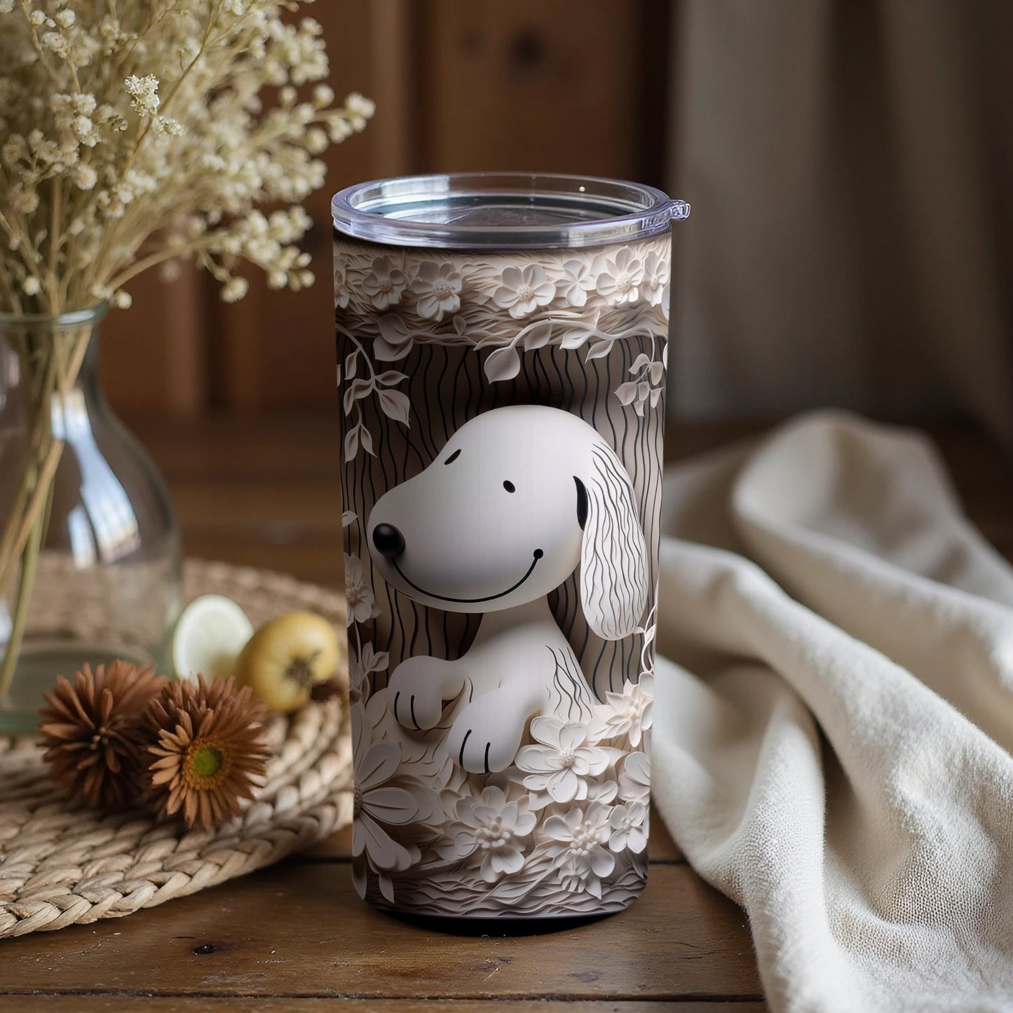 Cute Smiling Dog Patterned Tumbler for Coffee Lovers