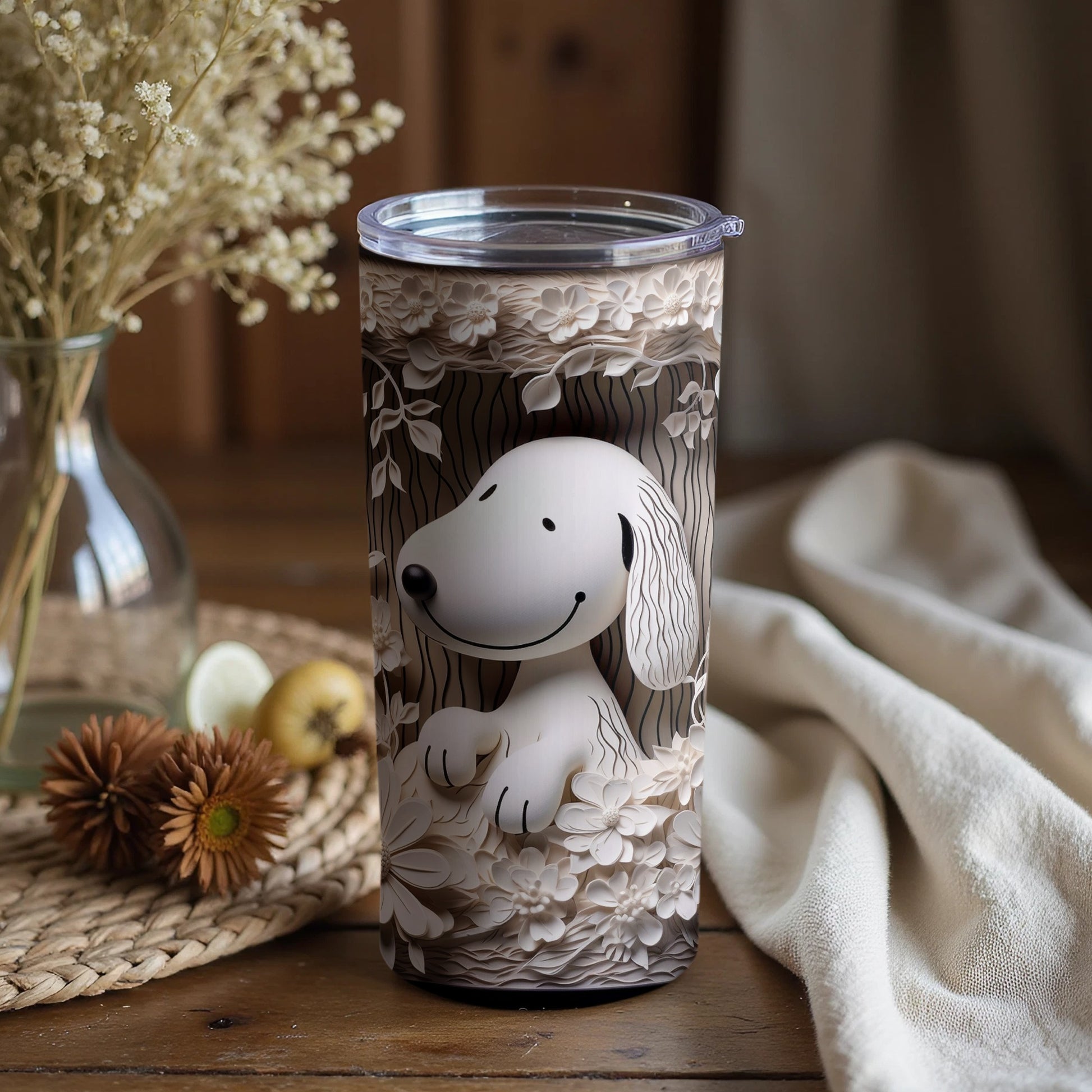 Cute Smiling Dog Patterned Tumbler for Coffee Lovers