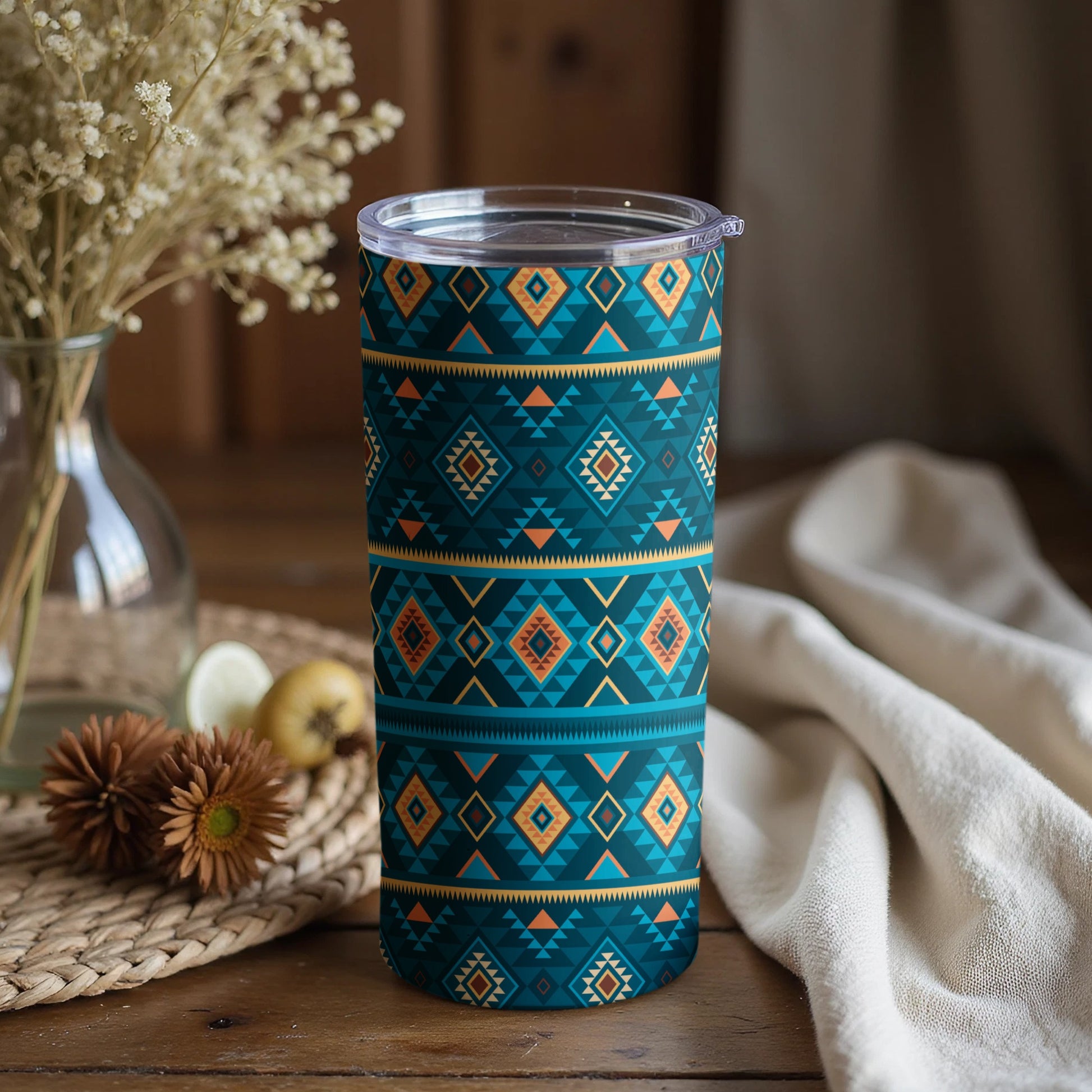 Vibrant Geometric Tribal Pattern Insulated Tumbler
