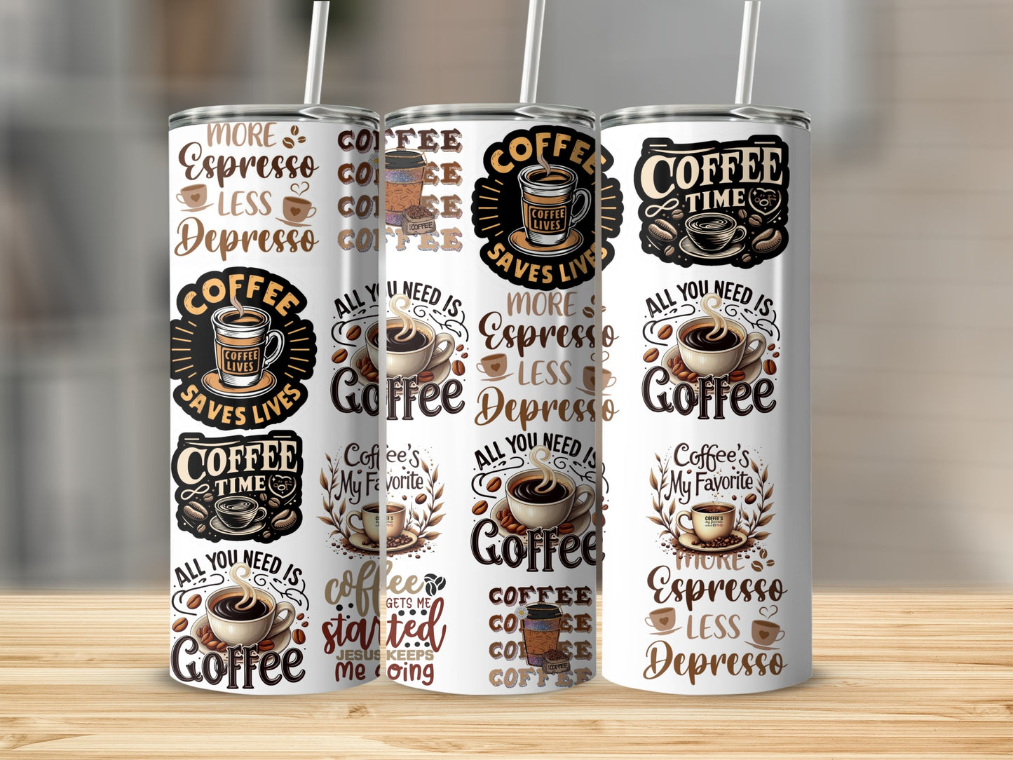 Funny Coffee Quote Design Stainless Steel Tumbler