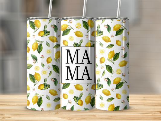 Lemon Print Tumbler with MAMA Text Design