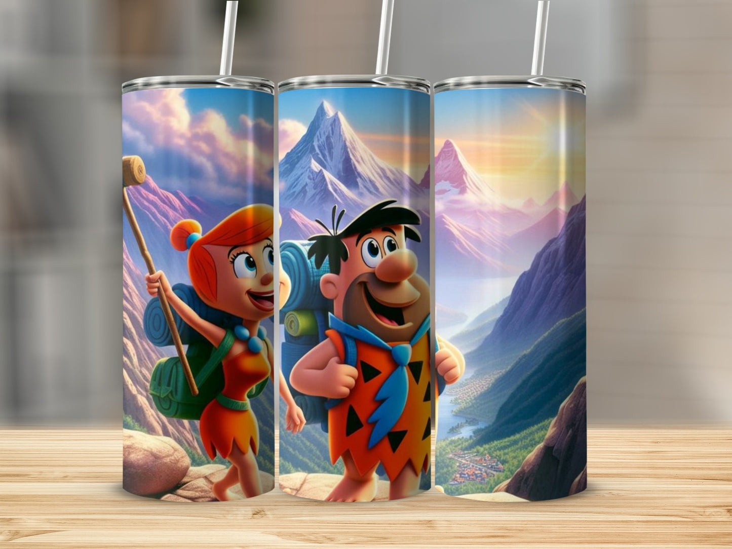 Cartoon Characters Mountain Adventure Tumbler