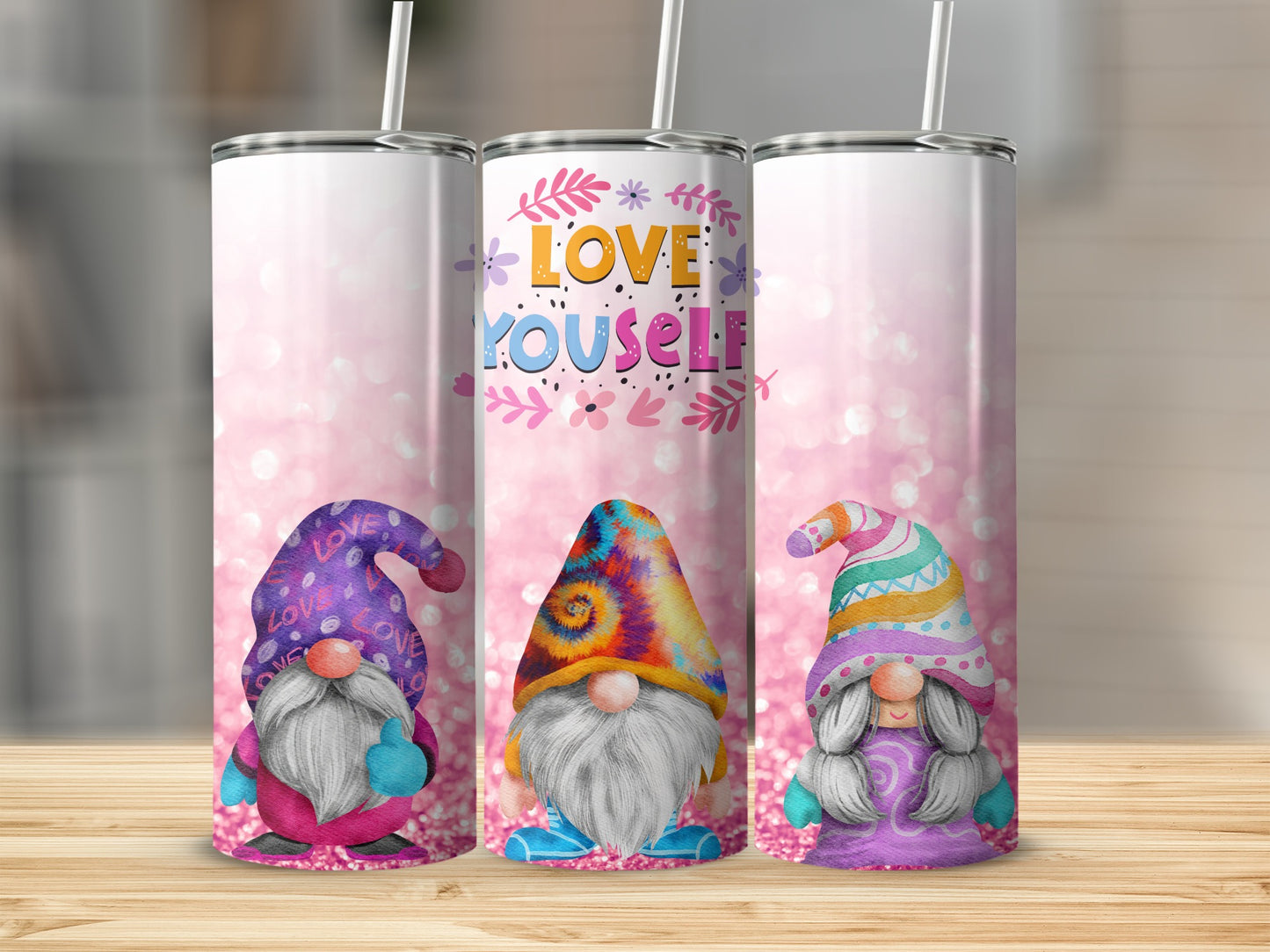 Love Yourself Gnomes Tumbler Stainless Steel Flask
