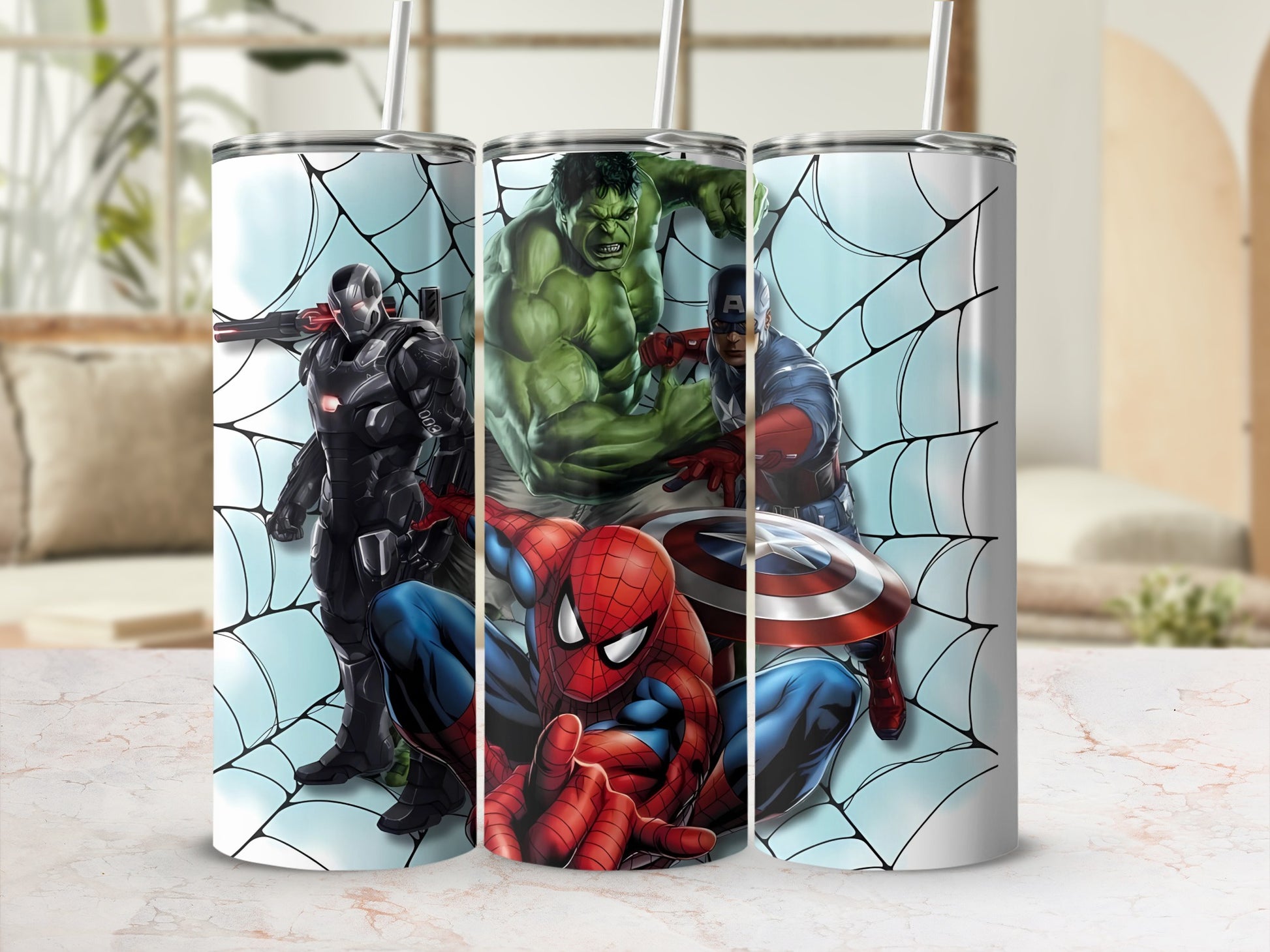 Superhero Tumbler with Spiderweb Design for Fans