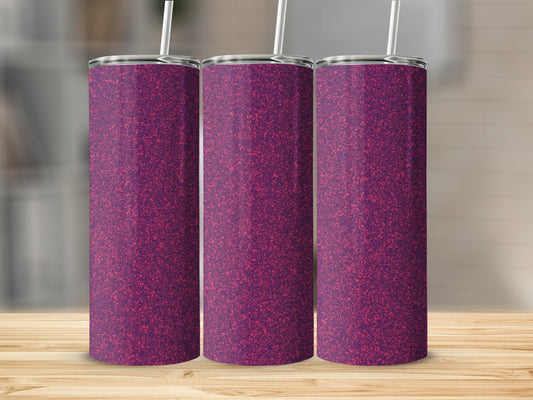 Glittery Deep Pink Tumbler Cup with Straw