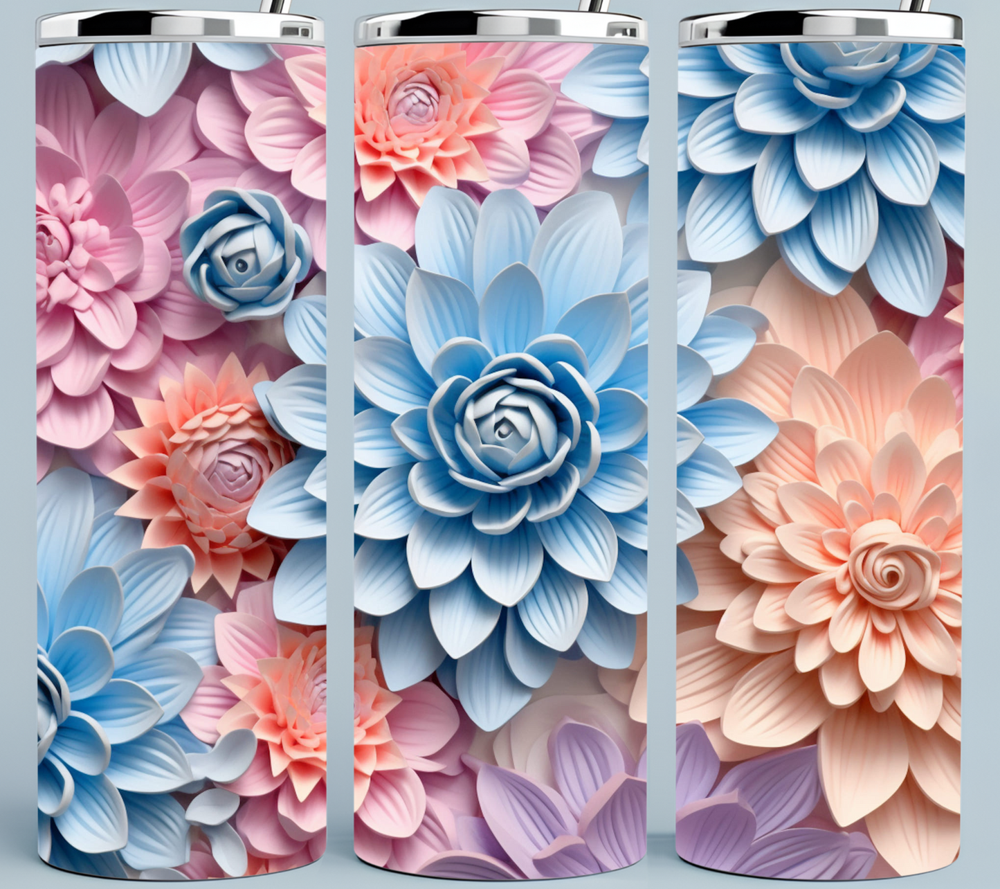 Light Pink and Blue Daisies tumbler