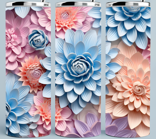 Light Pink and Blue Daisies tumbler