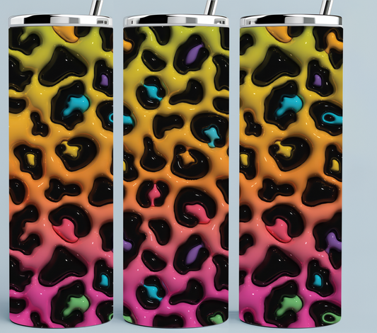 Cheetah Print Rainbow spots tumbler