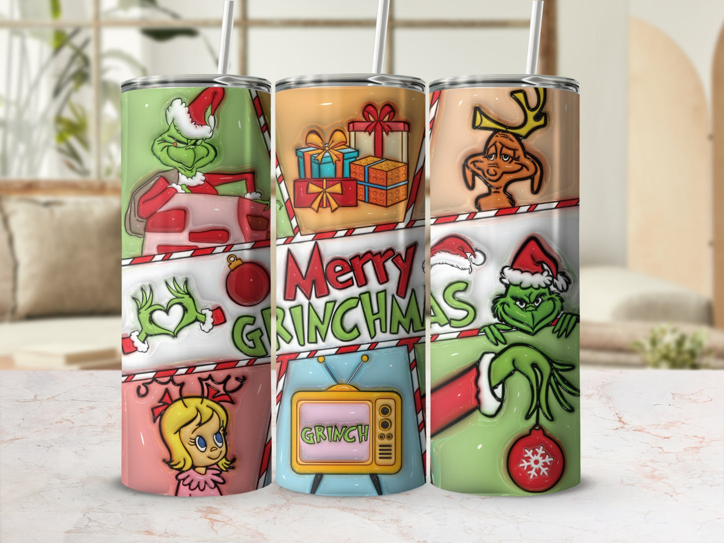 Colorful Cartoon Grinchmas Themed Drinkware Product