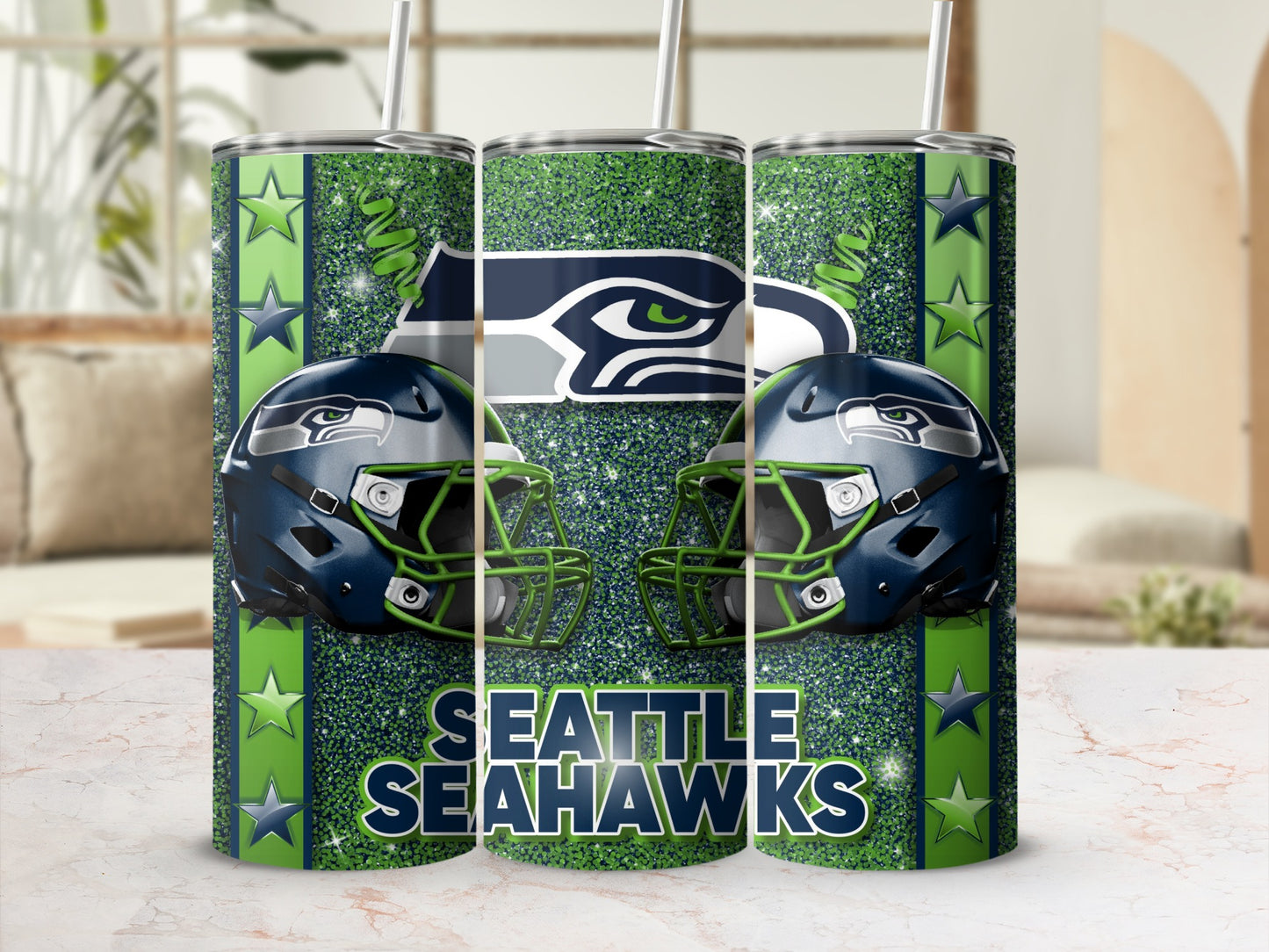 Seattle Seahawks Helmets and Logo Design Style Tumblers