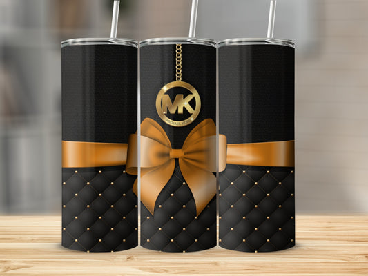 Elegant Black and Gold Bow Design Tumbler Product