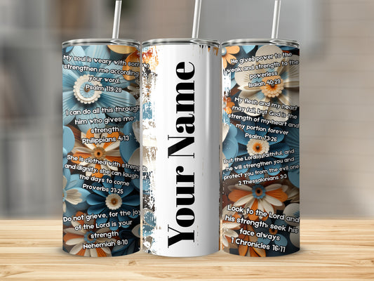 Personalized Floral Bible Verses Insulated Tumbler