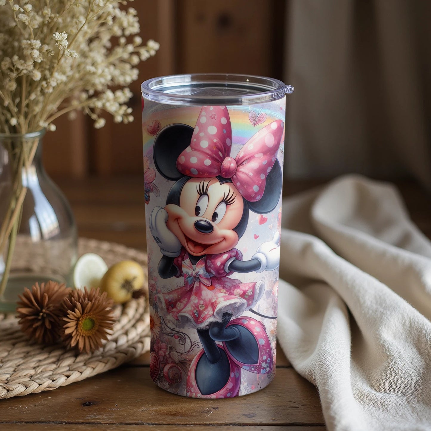 Delightful Minnie Mouse Tumbler with Floral Design