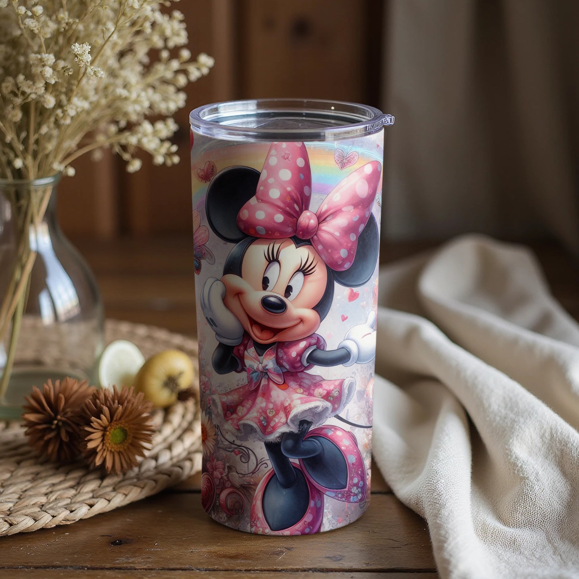 Delightful Minnie Mouse Tumbler with Floral Design