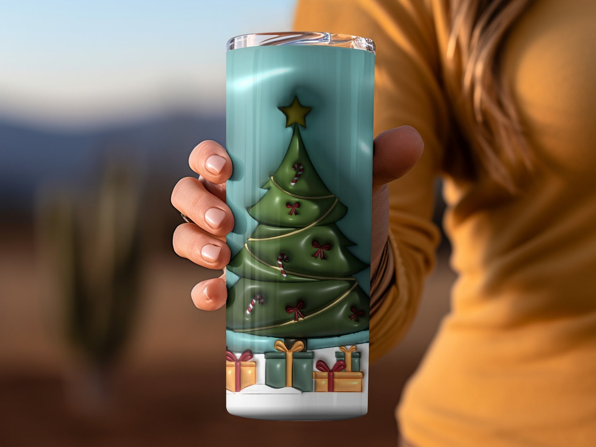 Christmas Tree Tumbler With Wrapped Presents Design