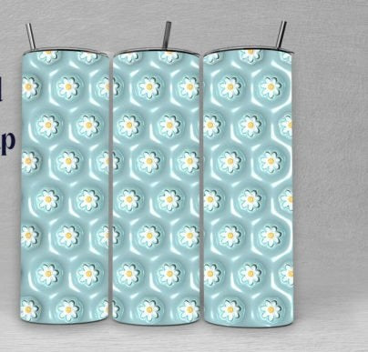 Light Green and White Daisy Tumbler