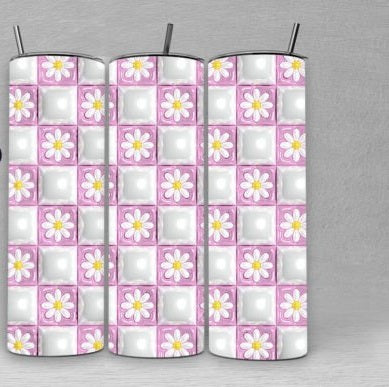 Pink and White Daisy Tumbler