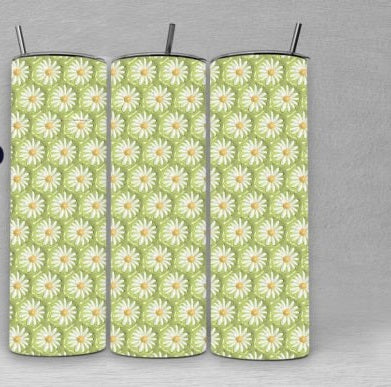 Green and White Daisy tumbler
