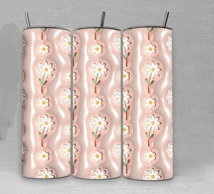 Pink and White Daisy tumbler