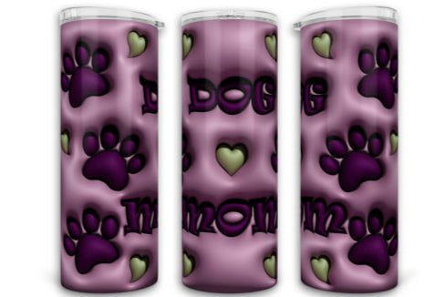 Dog Mom Purple Paw Print Tumbler