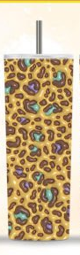 Yellow, Brown, Purple and Green Leopard Tumbler