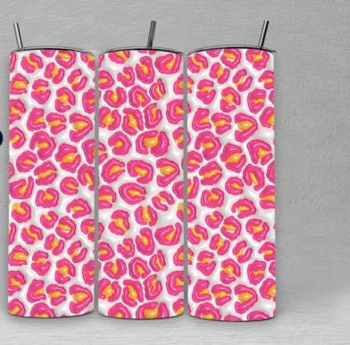 Pink Leopard Tumbler 3D Inflated looking
