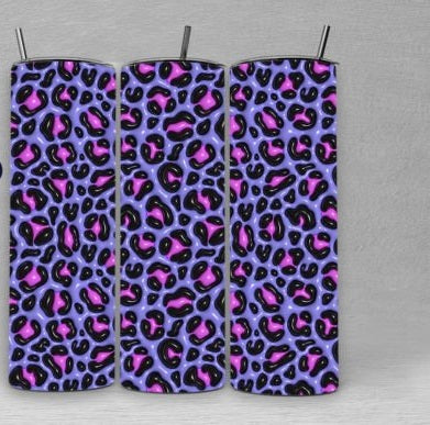 Purple Leopard Tumbler 3D Inflated looking