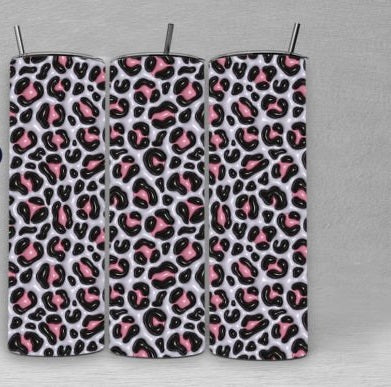 Light Blue, Black and Pink Leopard Tumbler