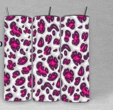 Maroon, Pink, and White Leopard Tumbler