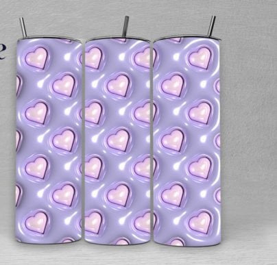 Valentine's 3D inflated purple and pink hearts
