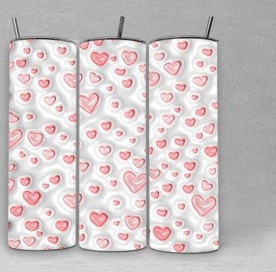 3D Inflated Pink and White heart tumbler