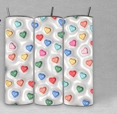 3D Rainbow Heart Puff Inflated tumbler