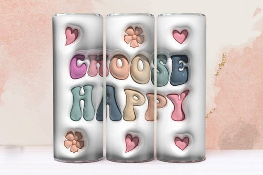 3D Puff Choose Happy White and Colorful