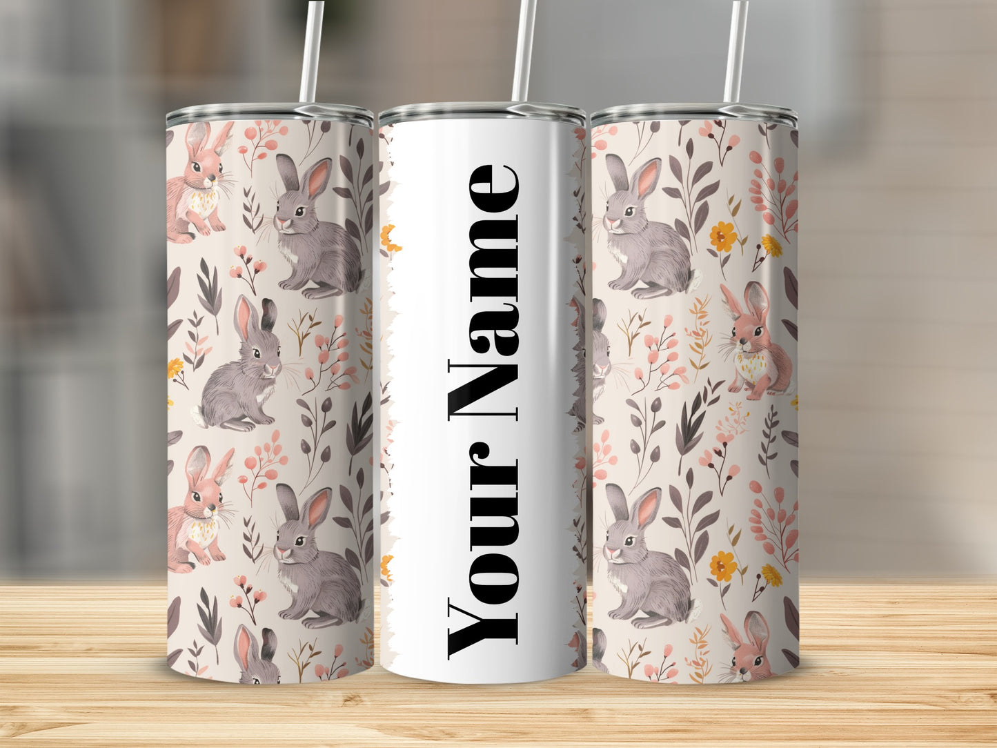 Personalized Bunny Design Tall Drink Tumbler