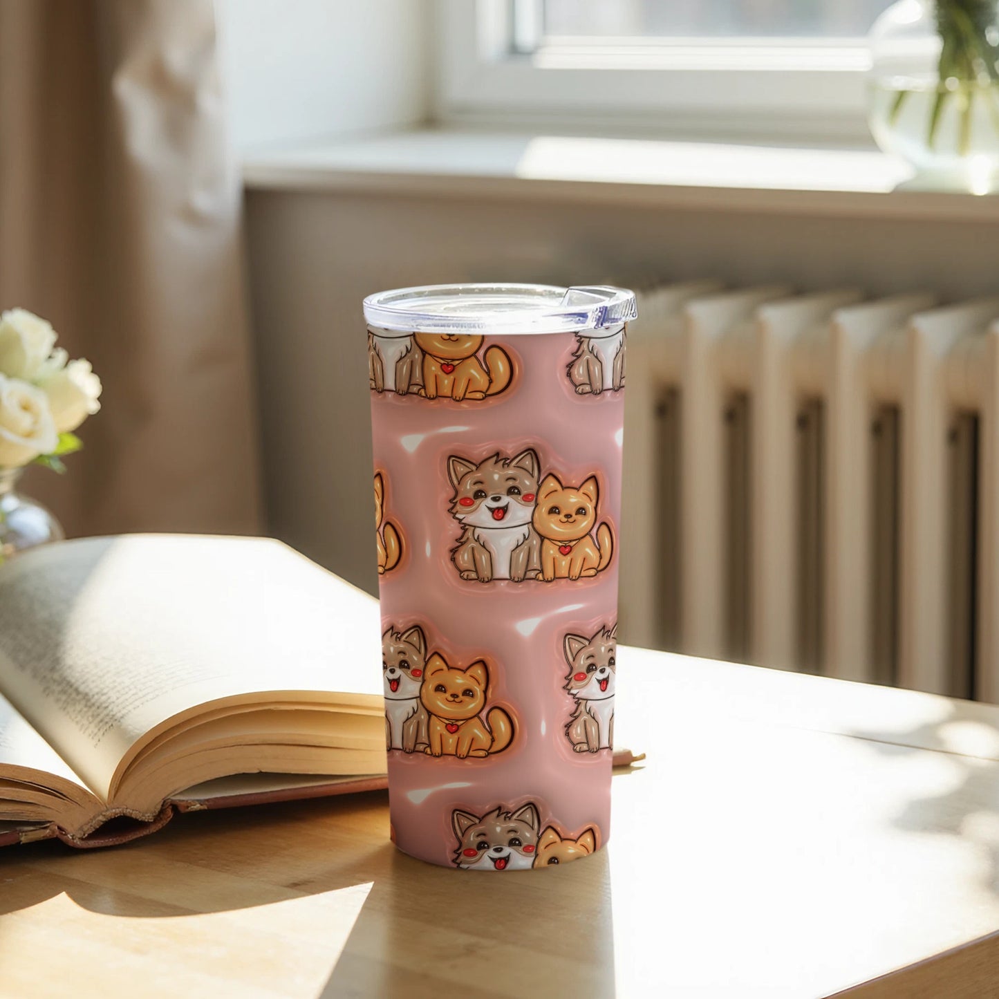 Cute Illustrated Cats Print Tumbler for Home and Office Use