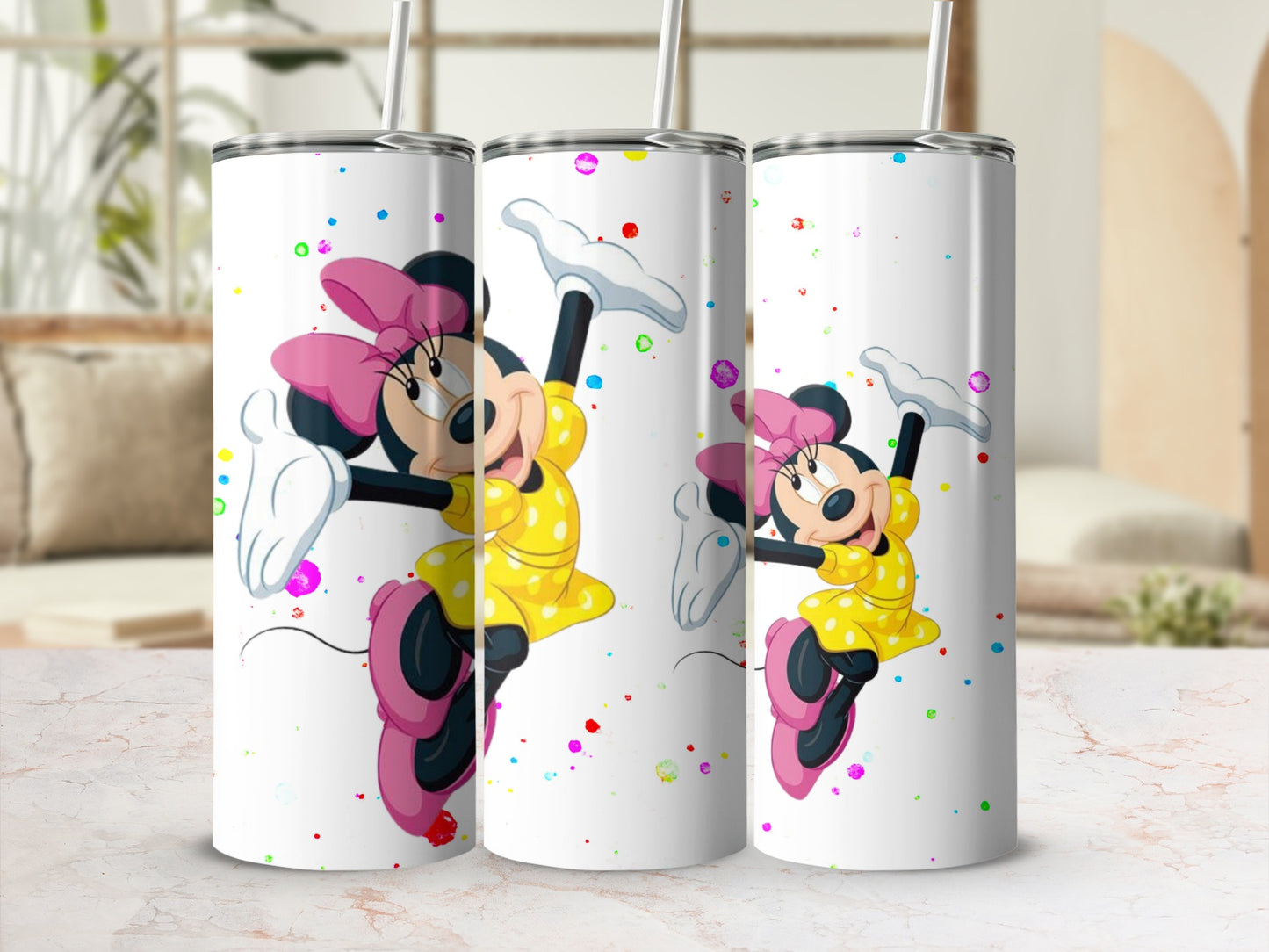 Disney Inspired Minnie Mouse Tumbler With Splash Art