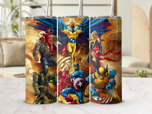 Superhero Themed Insulated Stainless Steel Tumbler